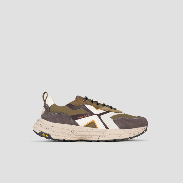 Sneakers Alexander Smith horizon man in grey suede and green ripstop with vibram sole - 1