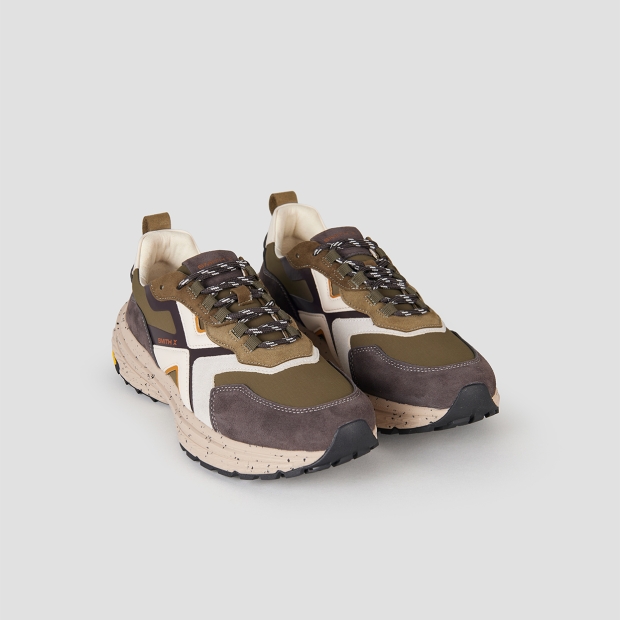 Sneakers Alexander Smith horizon man in grey suede and green ripstop with vibram sole - 4