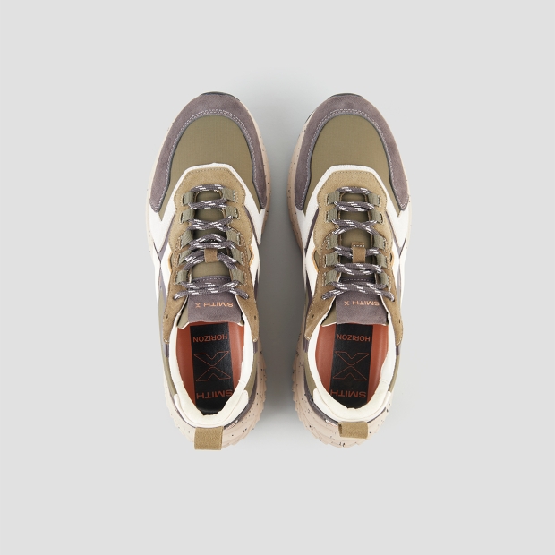 Sneakers Alexander Smith horizon man in grey suede and green ripstop with vibram sole - 6