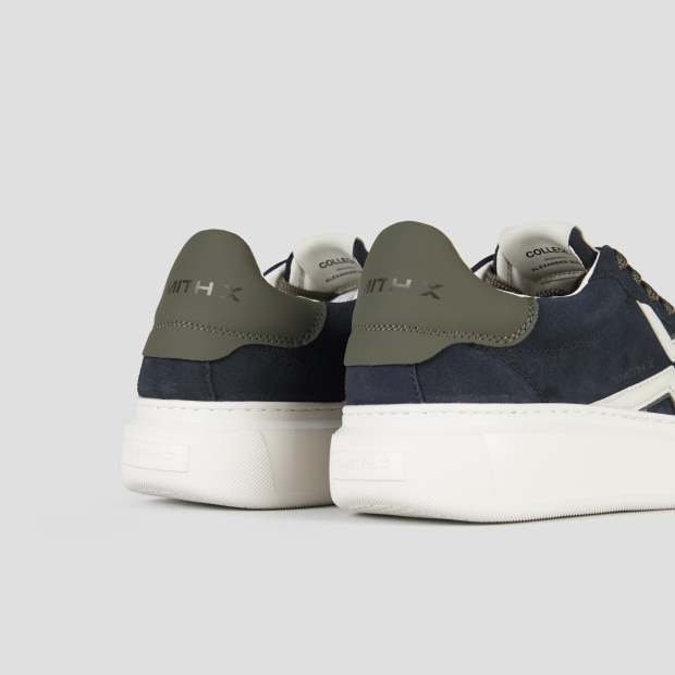 Sneakers Alexander Smith college man in dark grey suede with white logo on the side and green back - 5
