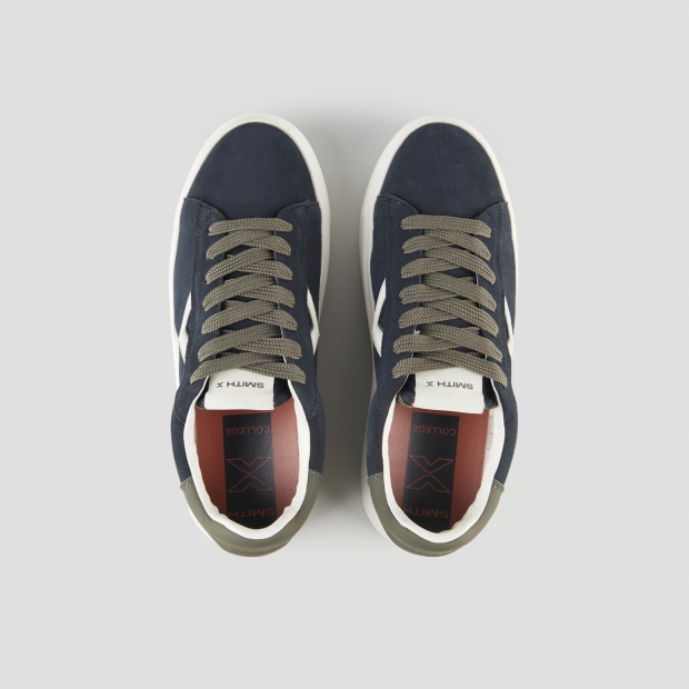 Sneakers Alexander Smith college man in dark grey suede with white logo on the side and green back - 6