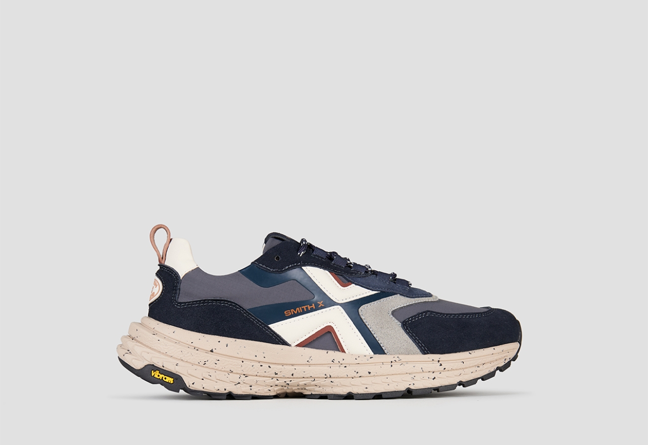 Sneakers Alexander Smith horizon man in blue suede and grey ripstop with vibram sole - 1