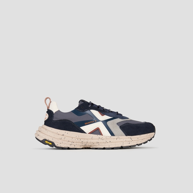 Sneakers Alexander Smith horizon man in blue suede and grey ripstop with vibram sole - 1