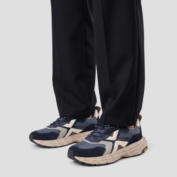 Sneakers Alexander Smith horizon man in blue suede and grey ripstop with vibram sole - 2