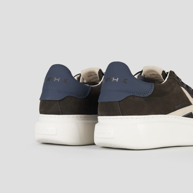 Sneakers Alexander Smith college man in brown suede with white logo on the side and blue back - 5