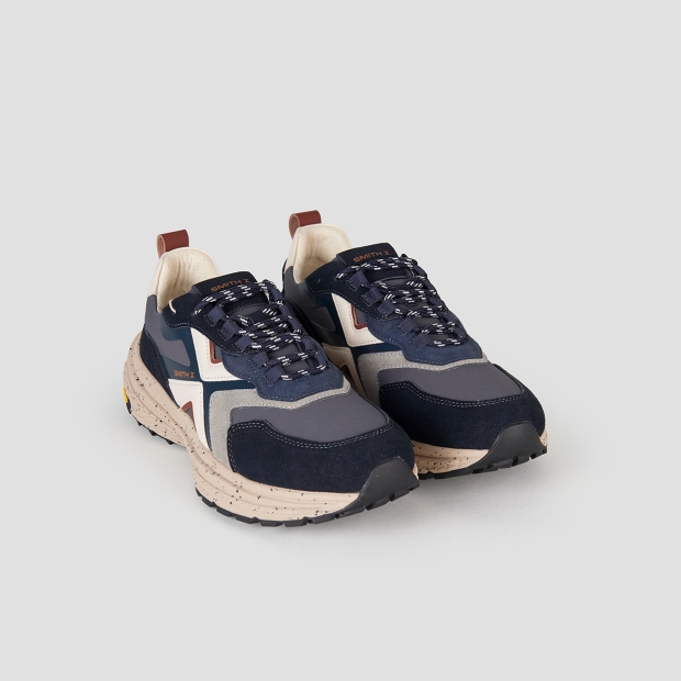 Sneakers Alexander Smith horizon man in blue suede and grey ripstop with vibram sole - 4