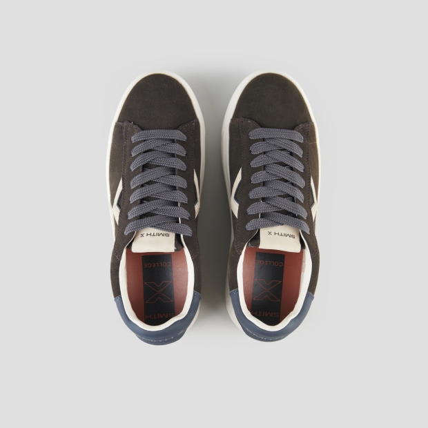 Sneakers Alexander Smith college man in brown suede with white logo on the side and blue back - 6