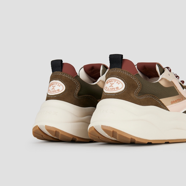 Sneakers Alexander Smith horizon woman in green suede and ripstop with pink logo on the side - 5