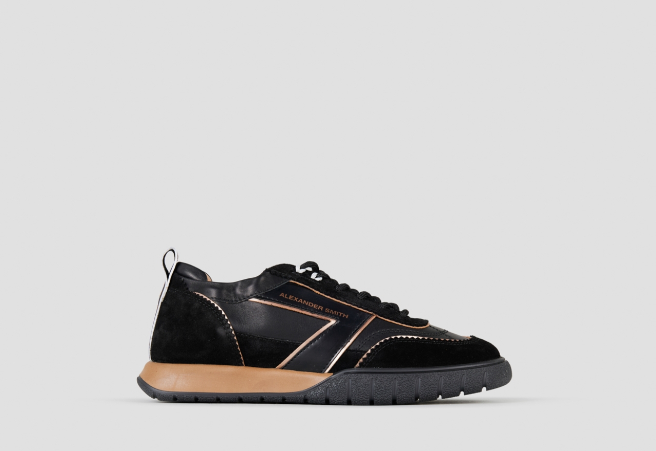 Sneakers Alexander Smith abbey woman in black leather and suede, with black sole - 1