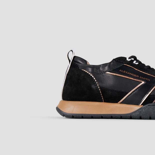 Sneakers Alexander Smith abbey woman in black leather and suede, with black sole - 2