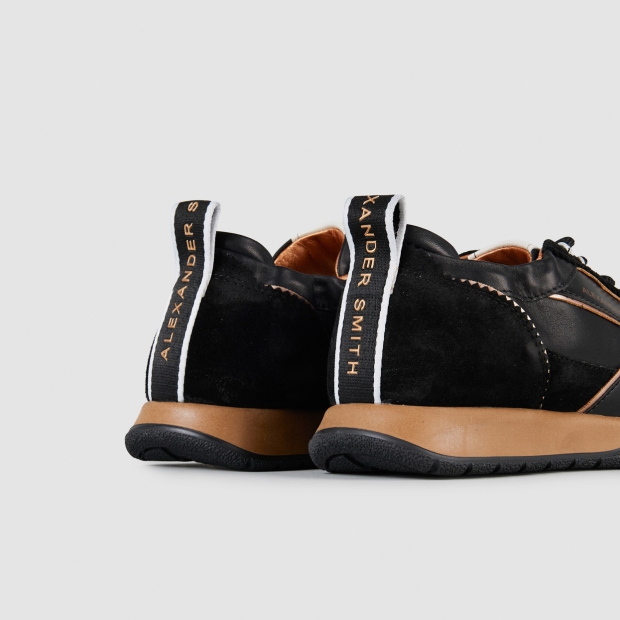 Sneakers Alexander Smith abbey woman in black leather and suede, with black sole - 4