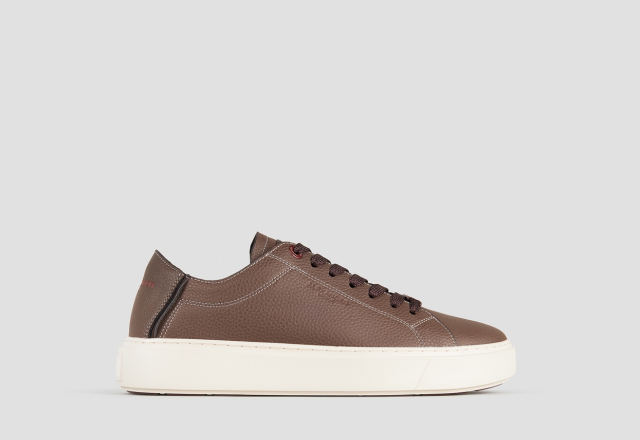 Sneakers Alexander Smith london man deconstructed in brown tumbled leather and brown sole - 1