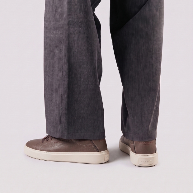 Sneakers Alexander Smith london man deconstructed in brown tumbled leather and brown sole - 2