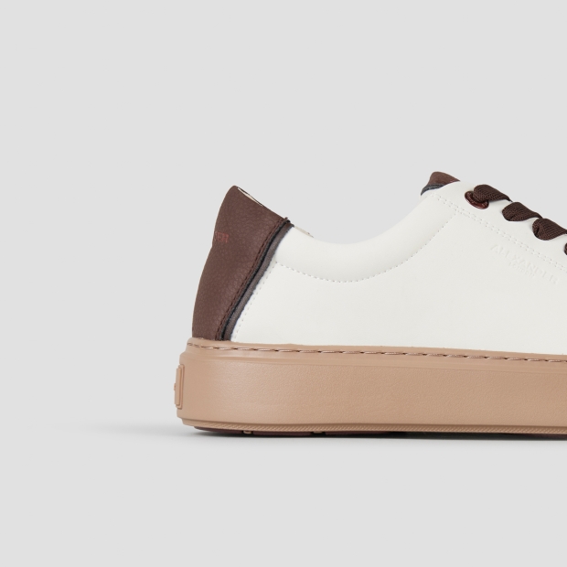 Sneakers Alexander Smith london man in white leather and brown details, with camel sole - 3