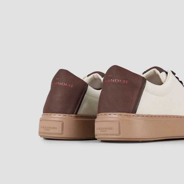 Sneakers Alexander Smith london man in white leather and brown details, with camel sole - 5