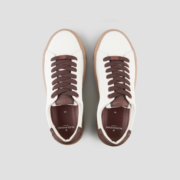 Sneakers Alexander Smith london man in white leather and brown details, with camel sole - 6