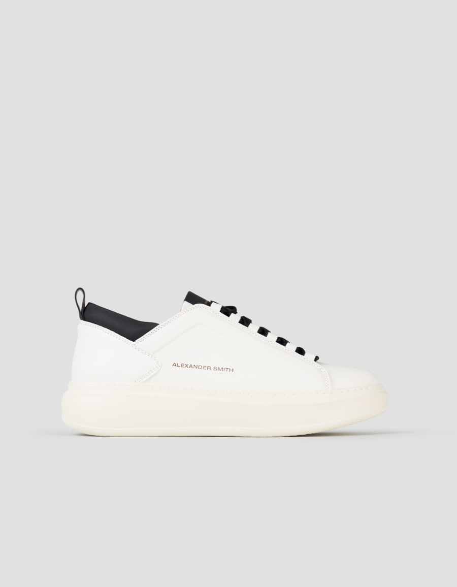 Sneakers Alexander Smith wembley man high frequency in white leather and black details - 1