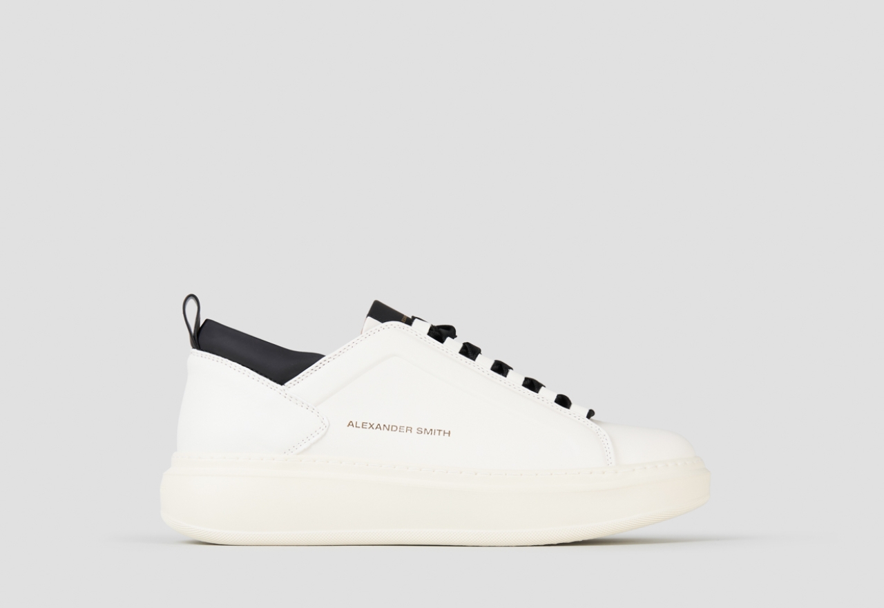 Sneakers Alexander Smith wembley man high frequency in white leather and black details - 1