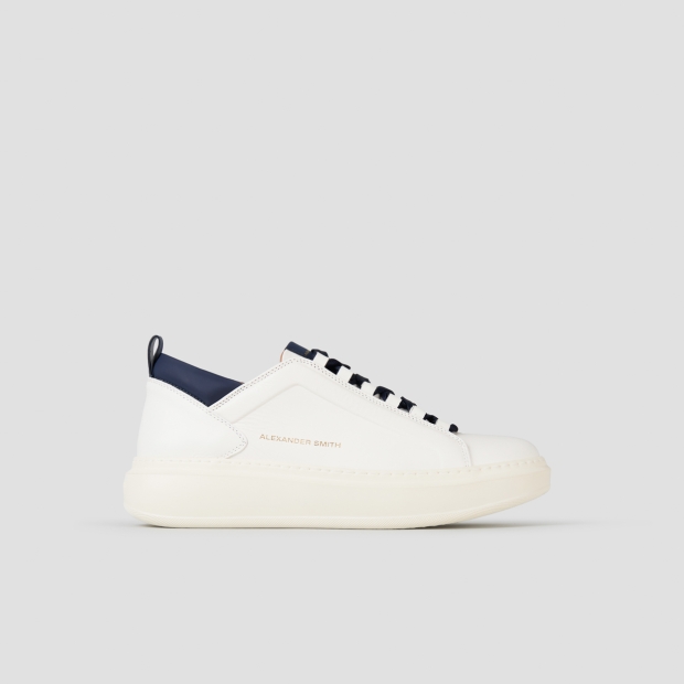 Sneakers Alexander Smith wembley man high frequency in white leather and blue details - 1