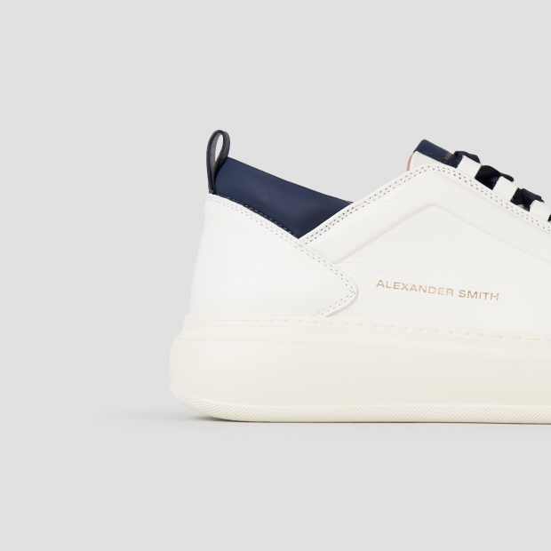 Sneakers Alexander Smith wembley man high frequency in white leather and blue details - 3