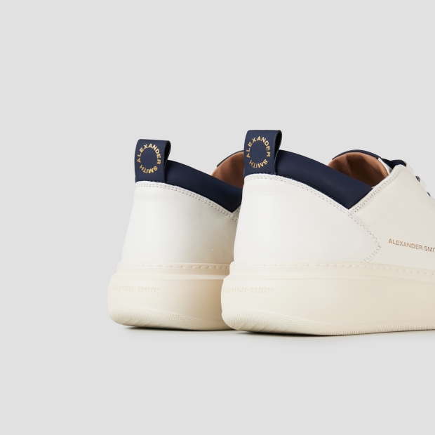 Sneakers Alexander Smith wembley man high frequency in white leather and blue details - 5