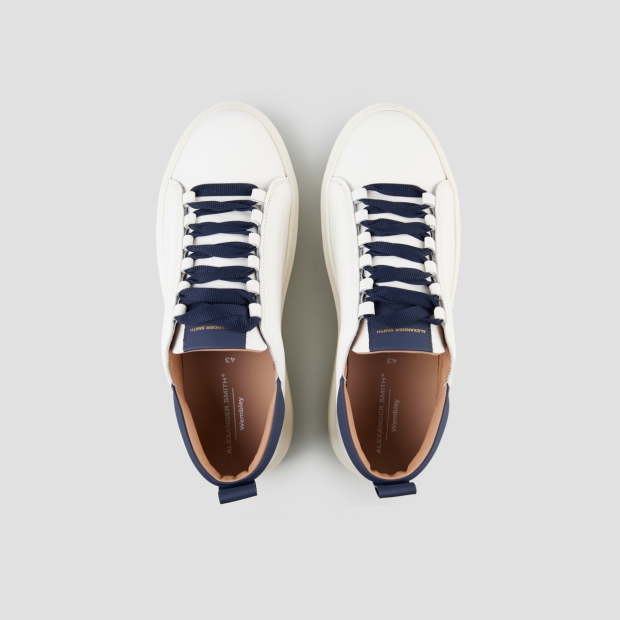 Sneakers Alexander Smith wembley man high frequency in white leather and blue details - 6