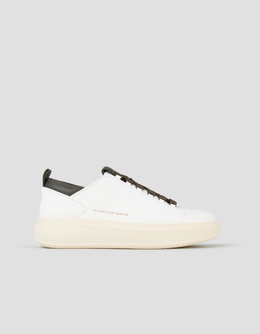Sneakers Alexander Smith wembley man deconstructed in white tumbled leather and green details - 1