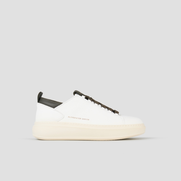 Sneakers Alexander Smith wembley man deconstructed in white tumbled leather and green details - 1