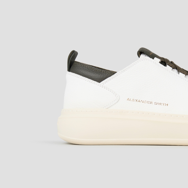 Sneakers Alexander Smith wembley man deconstructed in white tumbled leather and green details - 3