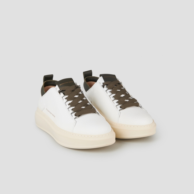 Sneakers Alexander Smith wembley man deconstructed in white tumbled leather and green details - 4