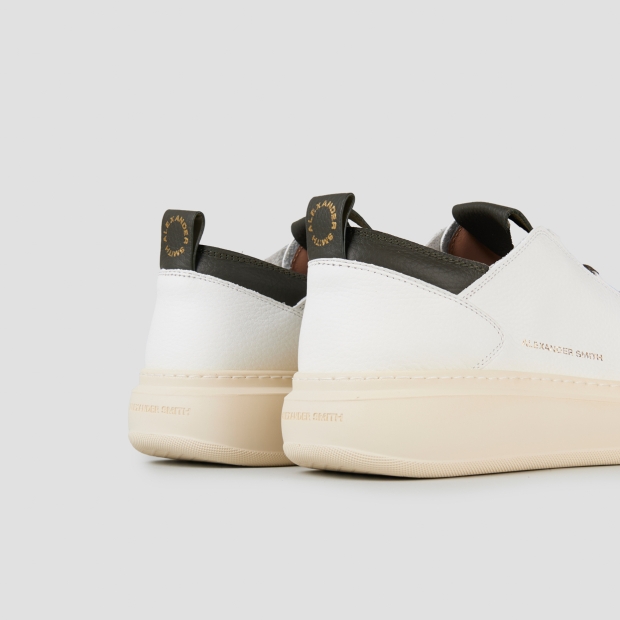 Sneakers Alexander Smith wembley man deconstructed in white tumbled leather and green details - 5