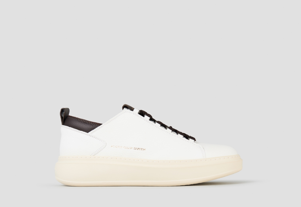 Sneakers Alexander Smith wembley man deconstructed in white tumbled leather and brown details - 1
