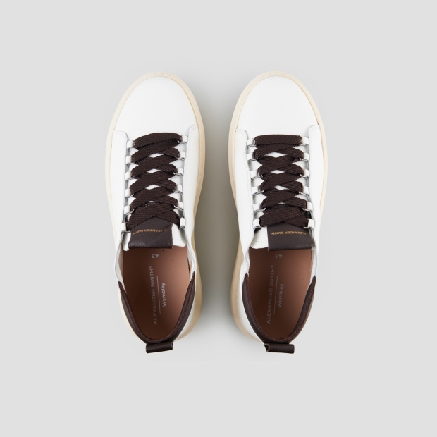 Sneakers Alexander Smith wembley man deconstructed in white tumbled leather and brown details - 6