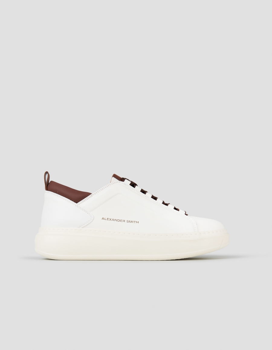Sneakers Alexander Smith wembley man high frequency in white leather and brown details - 1