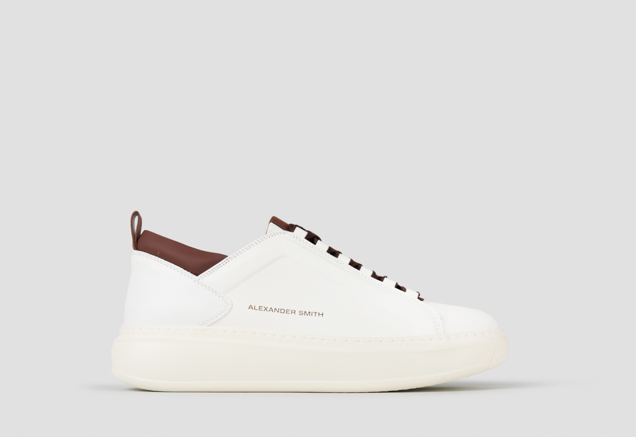 Sneakers Alexander Smith wembley man high frequency in white leather and brown details - 1
