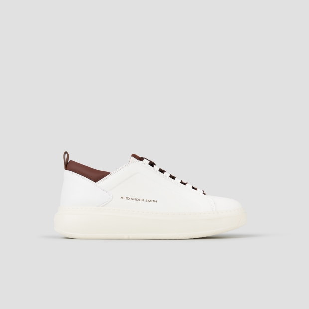 Sneakers Alexander Smith wembley man high frequency in white leather and brown details - 1