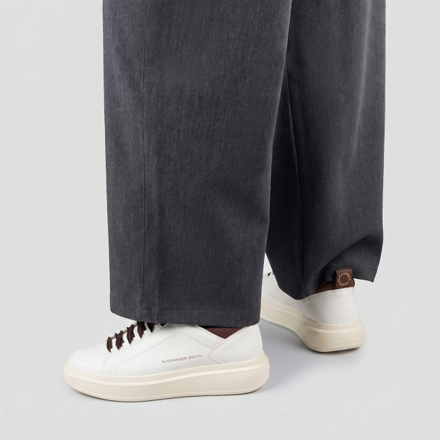 Sneakers Alexander Smith wembley man high frequency in white leather and brown details - 2
