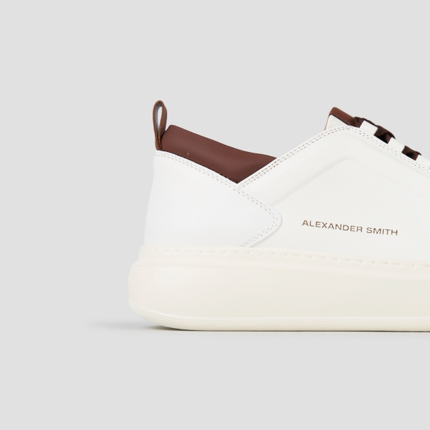 Sneakers Alexander Smith wembley man high frequency in white leather and brown details - 3
