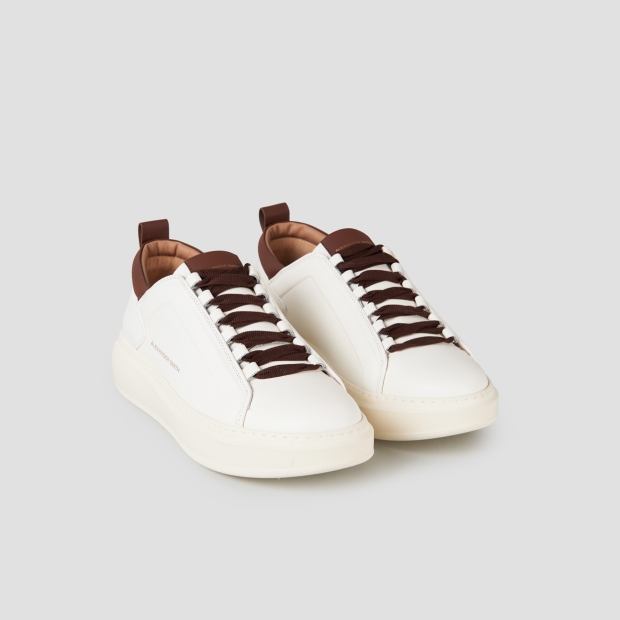 Sneakers Alexander Smith wembley man high frequency in white leather and brown details - 4