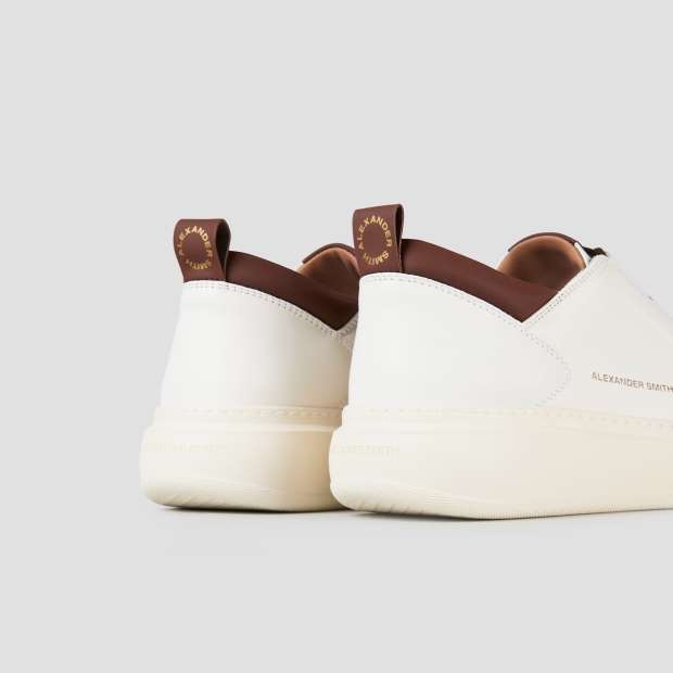 Sneakers Alexander Smith wembley man high frequency in white leather and brown details - 5