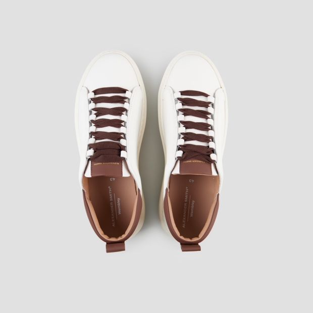 Sneakers Alexander Smith wembley man high frequency in white leather and brown details - 6