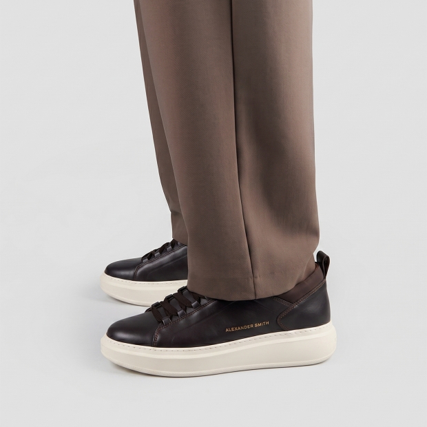 Sneakers Alexander Smith wembley man high frequency in dark brown leather - 2