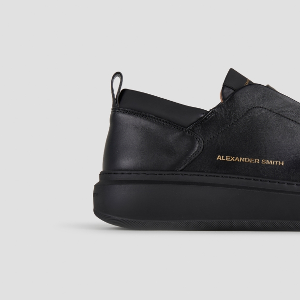 Sneakers Alexander Smith wembley slip-on man in black leather and black sole - 3