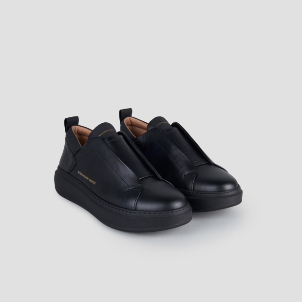 Sneakers Alexander Smith wembley slip-on man in black leather and black sole - 4