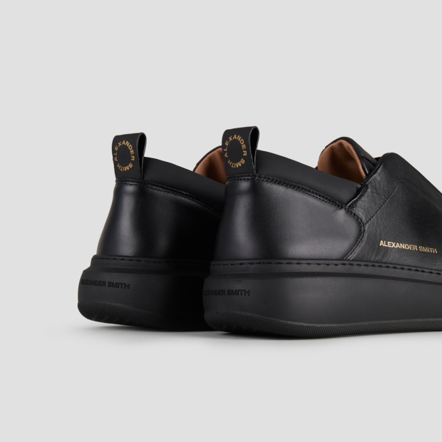 Sneakers Alexander Smith wembley slip-on man in black leather and black sole - 5