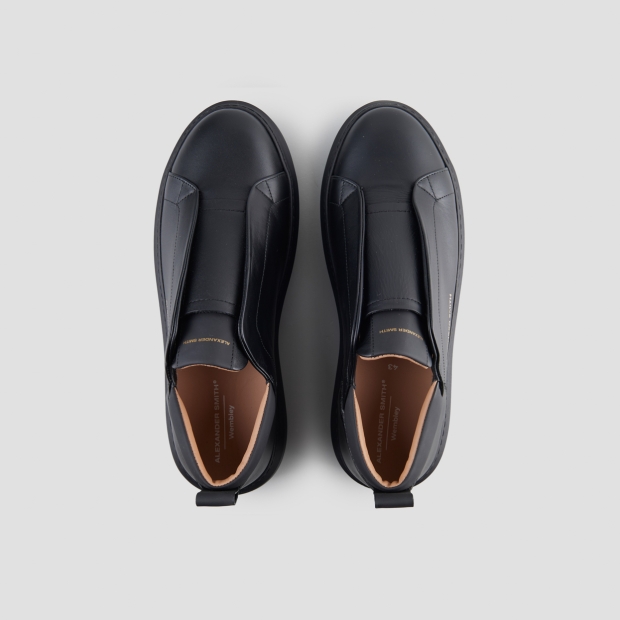 Sneakers Alexander Smith wembley slip-on man in black leather and black sole - 6
