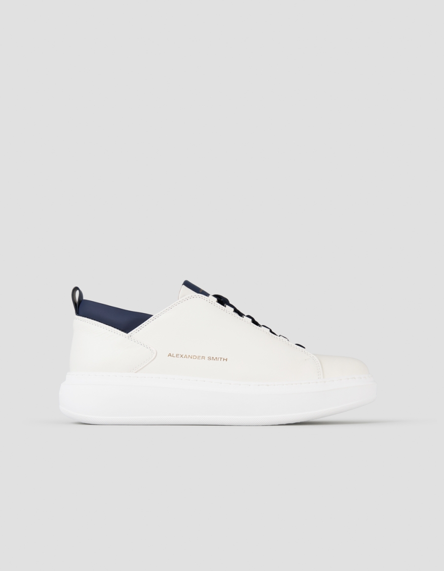 Sneakers Alexander Smith wembley man in white leather with blue details - 1