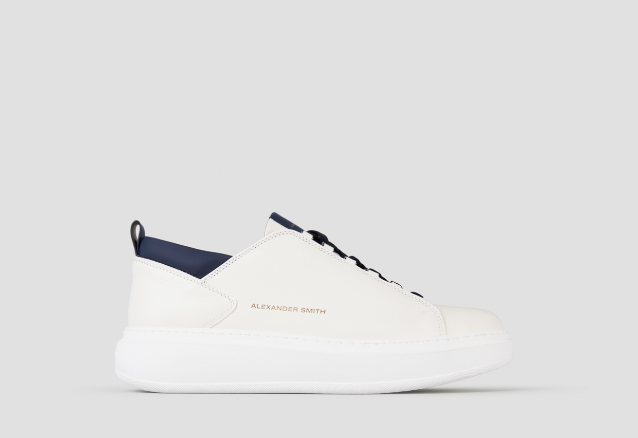 Sneakers Alexander Smith wembley man in white leather with blue details - 1