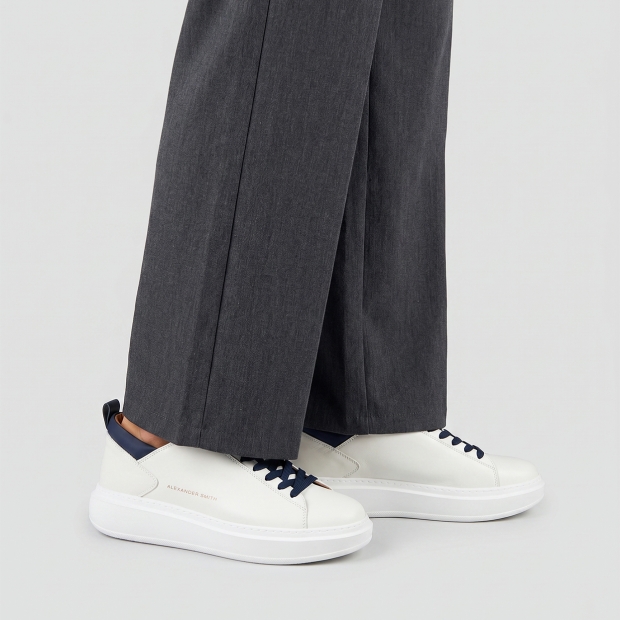 Sneakers Alexander Smith wembley man in white leather with blue details - 2