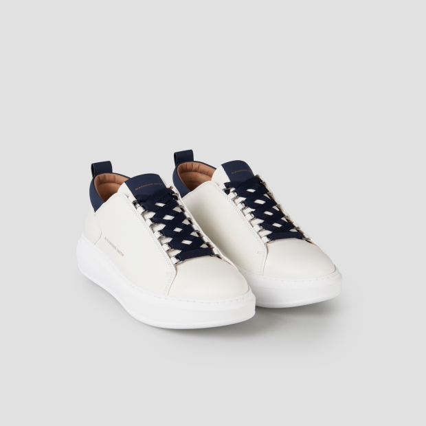 Sneakers Alexander Smith wembley man in white leather with blue details - 4